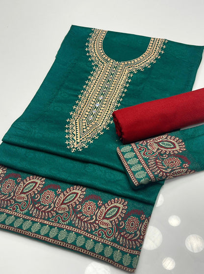 Pashmina Self Print with Embroidered Neck 2Pcs Dress