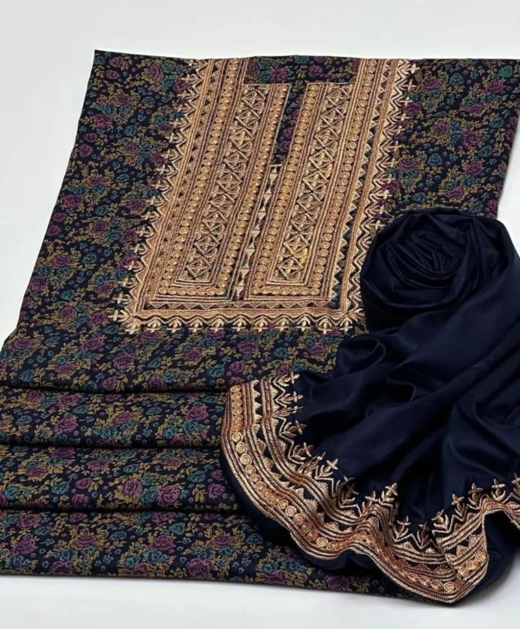 Dhanak Embroidered & Printed 2Pcs  Dress