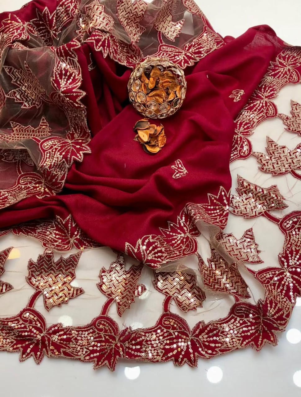 Pashmina Shawl with Elegant Machine Cut Work