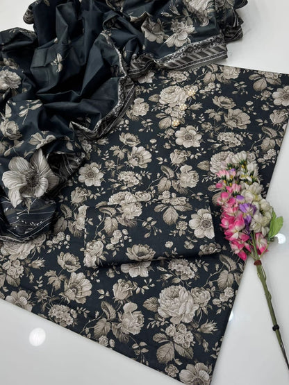 Digital Printed Khaddar With Beautiful Khaddar Shawl 3Pcs Dress